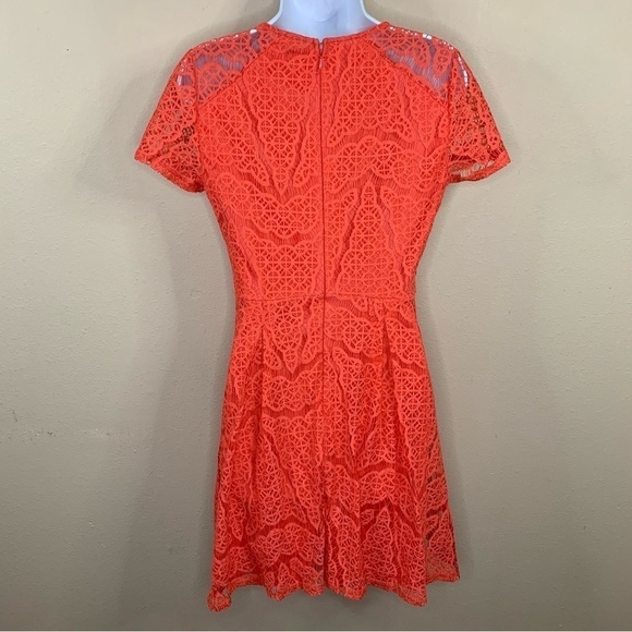 Size 6 Apt 9 Peach Orange Lace Event Party Cocktail Dress Short Sleeve - Picture 5 of 11